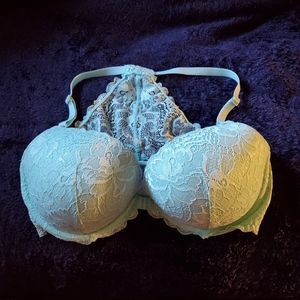 Gorgeous Aqua color lace PINK racerback bra